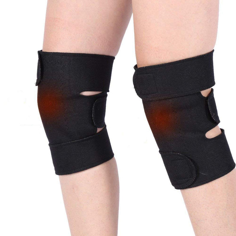 [Australia] - CTHOPER 1Pair Self Heating Knee Brace Sleeve, Adjustable Tourmaline Magnetic Therapy Knee Pad Support with Open Patella Stabilizer 