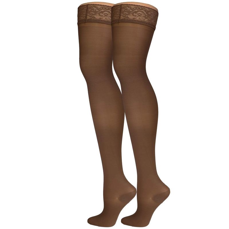 [Australia] - Truform Sheer Compression Stockings, 30-40 mmHg, Women's Thigh High Length, 30 Denier, Taupe, X-Large X-Large (1 Pair) 
