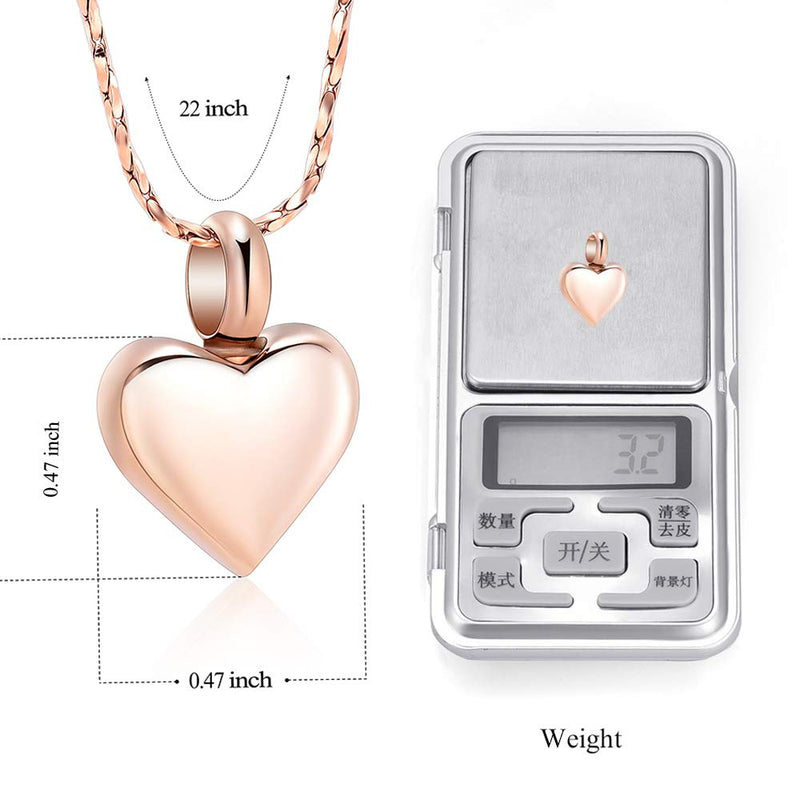 [Australia] - Imrsanl Small Heart Cremation Urn Necklace for Ashes Stainless Steel Memorial Ash Pendant Keepsake Jewelry Rose Gold 