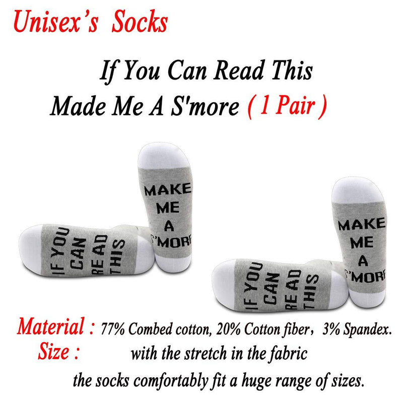 [Australia] - PYOUL 1 Pair S'more Gift S'more Lover Gift If You Can Read This Made Me A S'more Socks S'more Tester Camping Gift Made Me A Smore 1 Pair 
