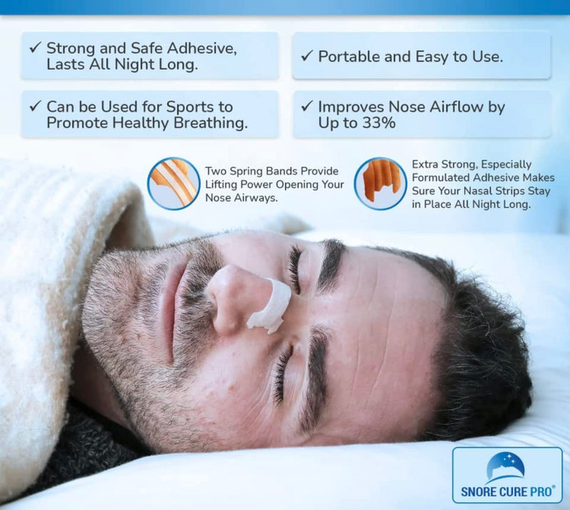 [Australia] - Snore Cure PR0 x60 Large Nasal Strips | Anti Snore Nasal Strips for Snoring | Instantly Relieves Nasal Congestion | Clinically Proven | Drug-Free | Custom Stop Snoring Hypnosis Recording + Ebook 