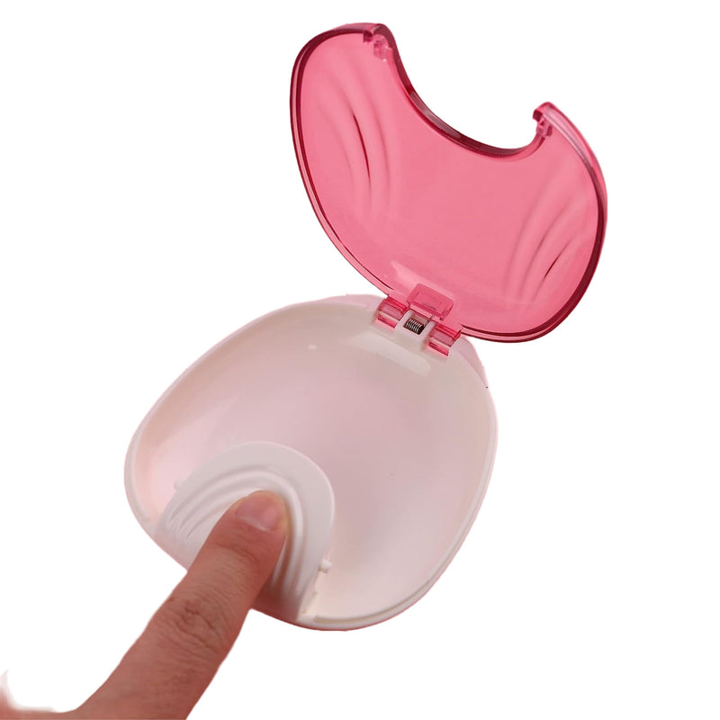 [Australia] - Press-to-Open Retainer Case, Portable Denture Box Teeth Retainer Box False Teeth Container for Denture, Braces, Mouth Guard (Pink) | F2 Medical Supplies 