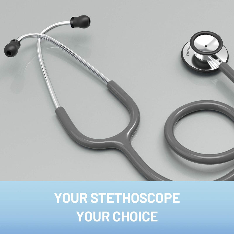 [Australia] - FriCARE Dual Head Stethoscope for Medical and Home, Classic Lightweight Design, Stethoscope for Adult, Gift for Nurses, Doctors, Medical Students, 28 inch (Cement Grey) Cement Grey 
