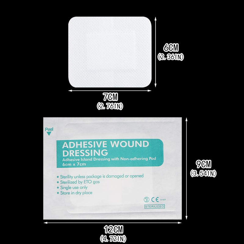 [Australia] - RosewineC Adhesive Sterile Wound Dressings,Suitable for Cuts and Grazes, Diabetic Leg Ulcers, Venous Leg Ulcers,Small Pressure Sores (60mm x 70mm),Pack of 50 