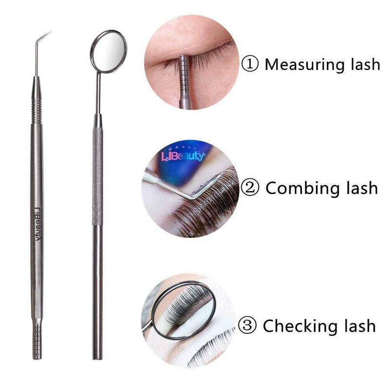 [Australia] - Libeauty Metal Lash Lift Tool With Eyelash Mirror Reusable Lash Lifting Tool Stick, Eyelash Separator Tool With Length Marker Attaches & Combs Lash Fast Silver 