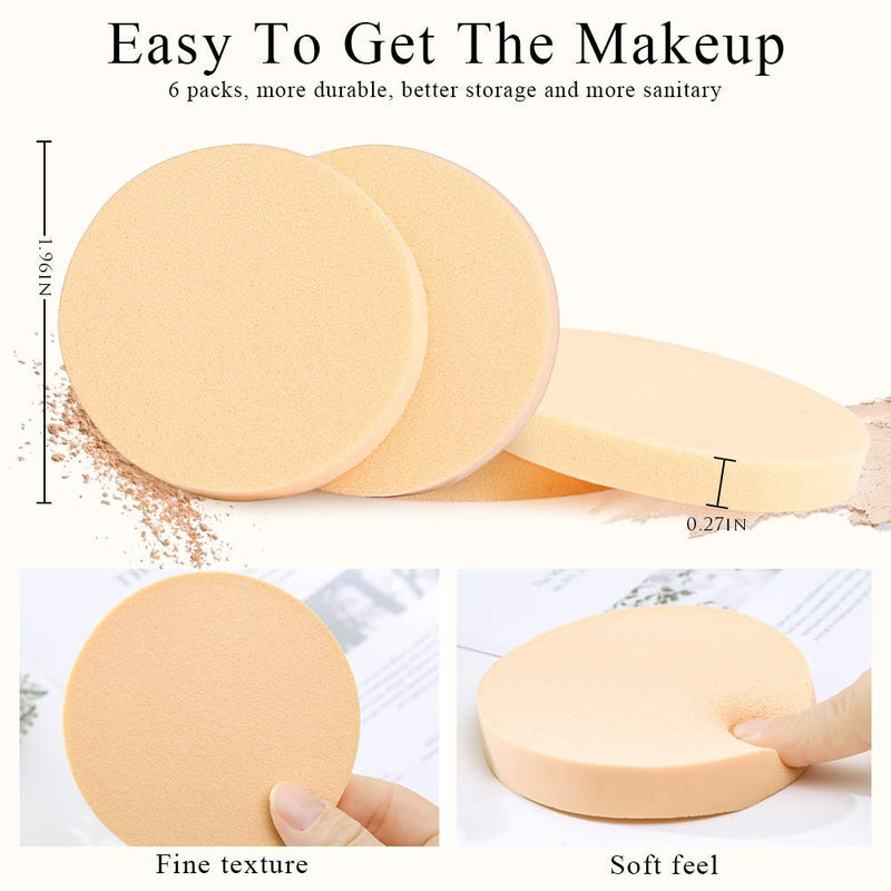 [Australia] - BEAKEY 12 Pcs Round Makeup Sponges with Air Cushion Powder Puff, Latex-free Blending Sponge and Makeup Puff for Liquid Foundation, Cream, Powder, Concealer (6 Sponges+6 Puffs) 