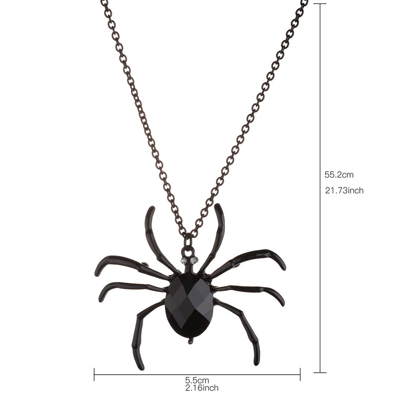 [Australia] - Lux Accessories Xmas Christmas Holiday Black Huge Spider Pendant Statement Fashion Chain Necklace 