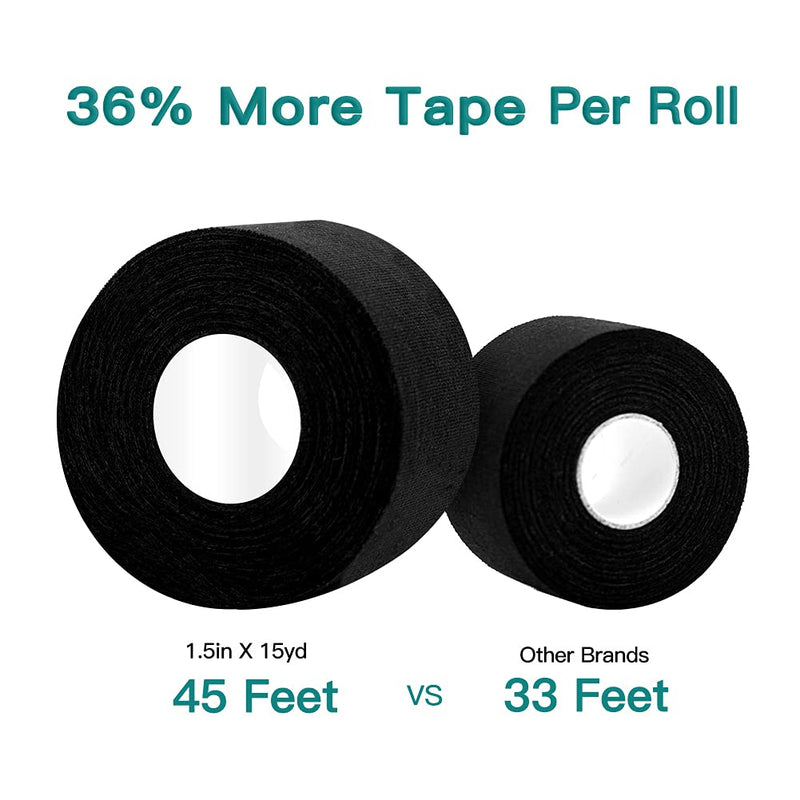 [Australia] - Dimora Black Athletic Sports Tape（4-Rolls) -Very Strong Tape for Athlete & Sport Trainers & First Aid Injury Wrap, Perfect for Fingers Ankles Wrist on Bat, Hockey Stick Black-4pcs Cotton Tapes 