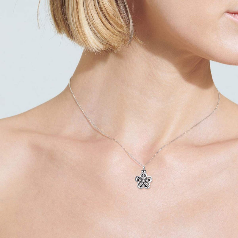 [Australia] - Urn Necklaces for Ashes Sterling Silver Flower-Shape Cremation Jewelry Always In My Heart Memorial Pendant Keepsake Gifts 