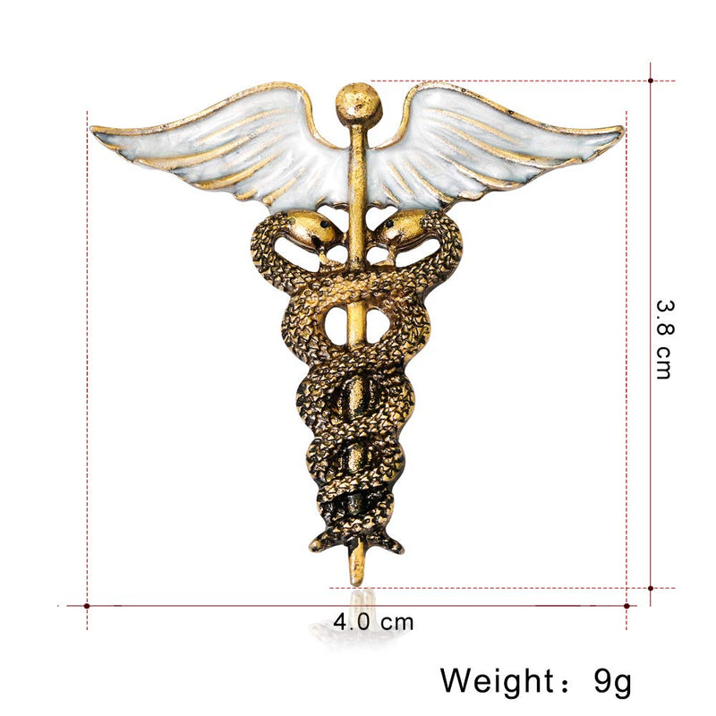 [Australia] - WLL Retro Medical Caduceus Brooch Pin Doctor Nurse Jewelry Gift gold 