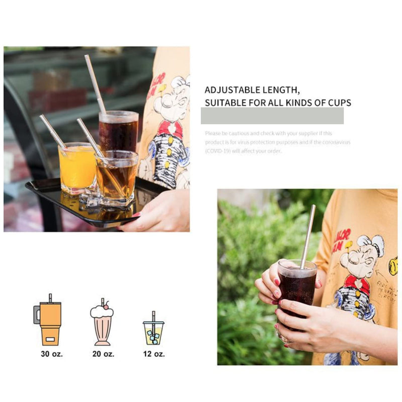 [Australia] - Metal Straw Drinking, 3 Pcs Collapsible Reusable Ttravel Straws with Metal Case Keychain Cleaning Brushes for Home Office School 