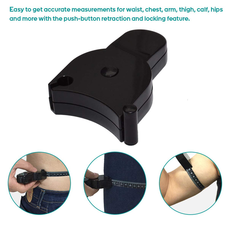 [Australia] - Body Tape Measure for Body Measuring Body Fat Measurement Tool for Weight Loss 60 Inch 150 cm (Black) 