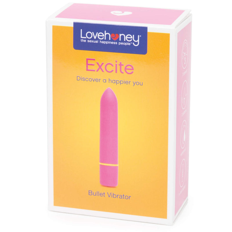 [Australia] - Lovehoney Excite Bullet Vibrator - 3.5 Inch Powerful Mini Vibrator - 10 Function Quiet Bullet Vibrator for Women - Waterproof - Pink 