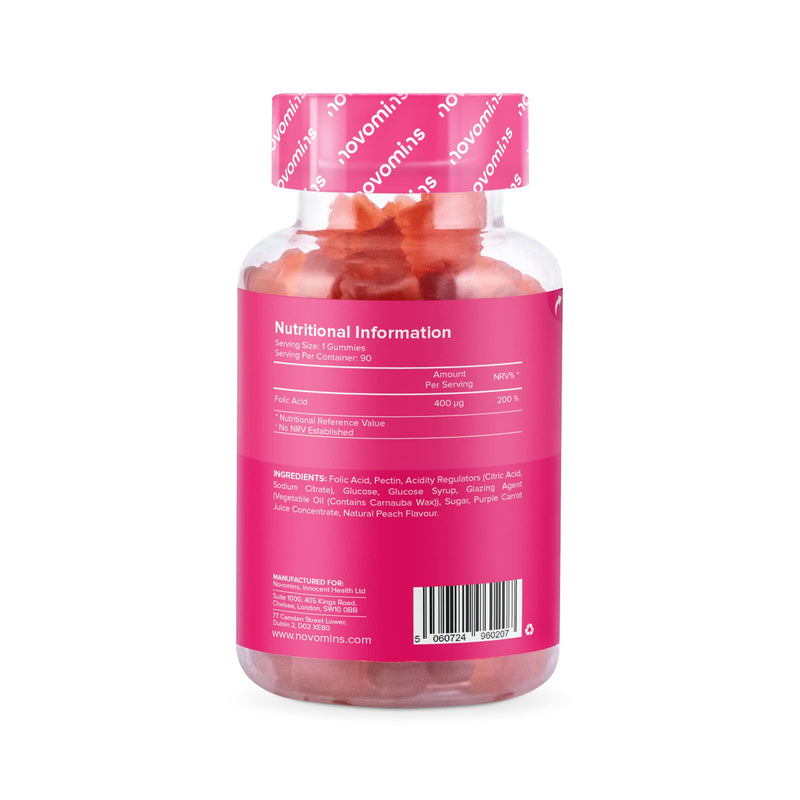 [Australia] - Folic Acid Gummies � Folic Acid 400mcg - 3 Month Supply � Vegan � Gluten Free � Pregnancy Care � Prenatal Health & Maternal Tissue Growth During Pregnancy � Made by Novomins 
