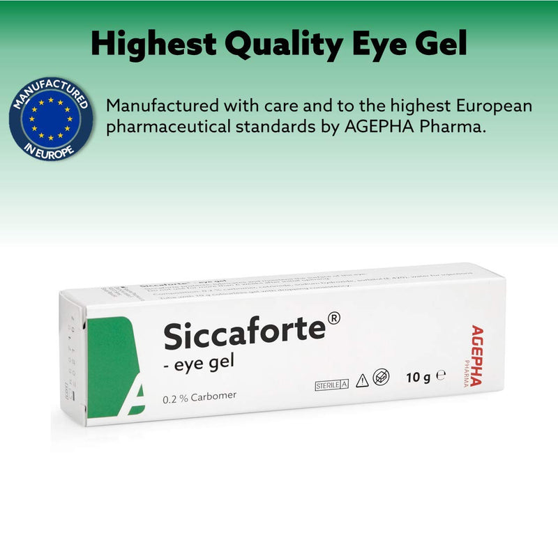 [Australia] - Siccaforte Eye Gel for Dry Eyes | Intensive Dry Eye Gel with Carbomer | Smooth, Moisturizing and Healing for Fresh Eyes | Soothes Irritated and Sore Eyes | Suitable for Day Time Use | Long Term Relief 0.35 Ounce (Pack of 1) 