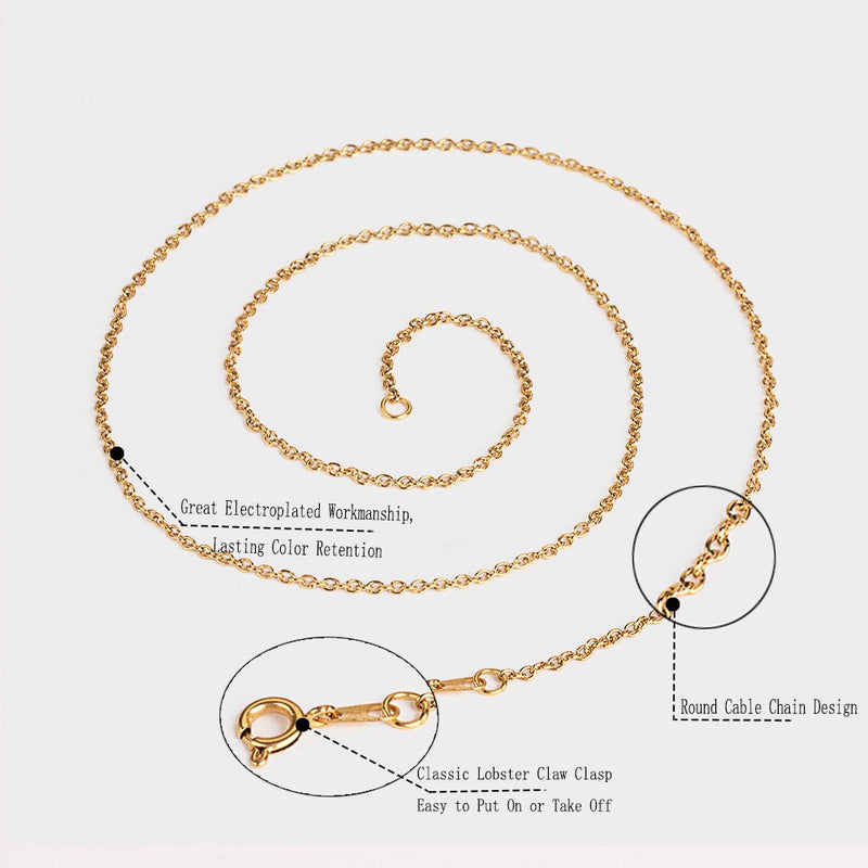[Australia] - Exweup 3Pcs 1.5mm Cable Chain Gold Plated、Rose Gold Plated and Silver Plated Necklace DIY Chain 14-36inch 22.0 Inches stainless-steel 