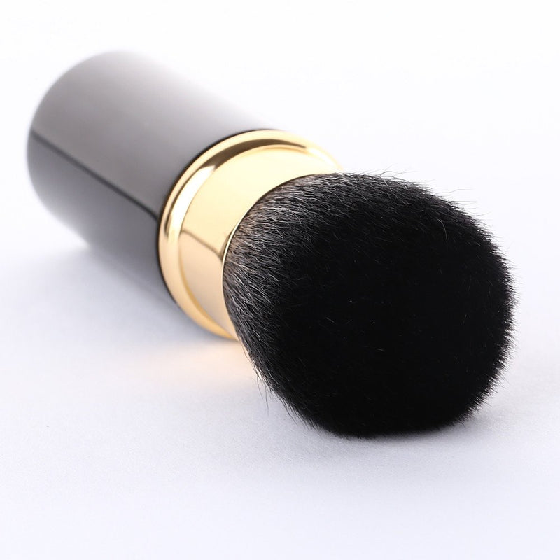 [Australia] - Retractable Makeup Brush - Goat Hairs - Portable Face Loose Powder Foundation, Mini Blush Brush Beauty Cosmetic Tool Black 