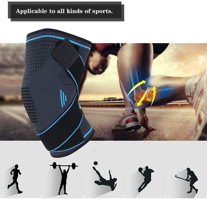 [Australia] - NTRH Knee Brace for Arthritis ACL and Meniscus Tear Adjustable Knee Sleeves for Sports Knee Support for Men and Women (single) Blue-XXL 