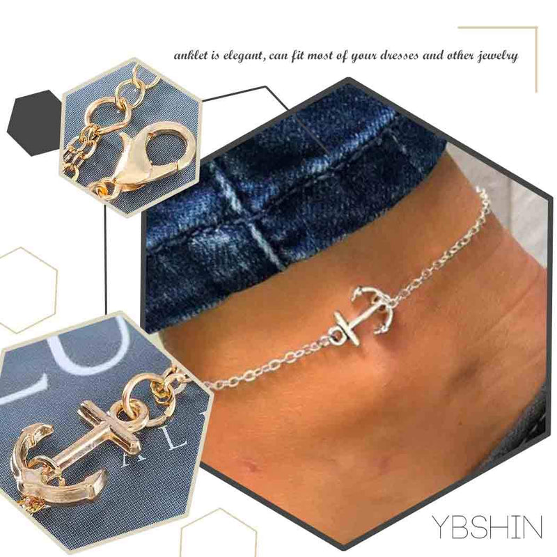[Australia] - YBSHIN Boho Anklet Gold Ankle Bracelet Chain Foot Jewelry for Women and Girls 