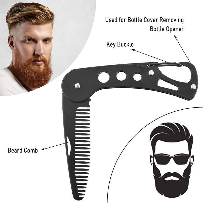 [Australia] - YancLife Beard Comb, Stainless Steel Folding Beard for Men Grooming & Combing Hair Beards Mustaches, Beards and Mustaches Styling Pocket Comb Anti-static, 9.5 * 3 * 1.5cm 