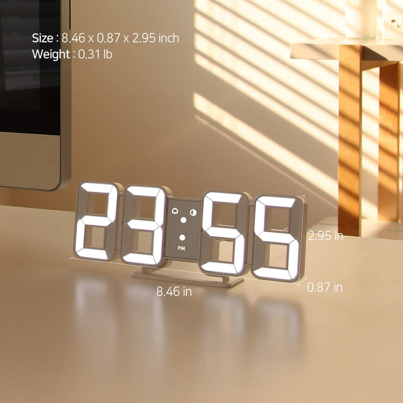 [Australia] - mooas Pure Mini White 3D LED Clock, Multi-Function LED Clock (Calendar, Alarm, Temperature) 