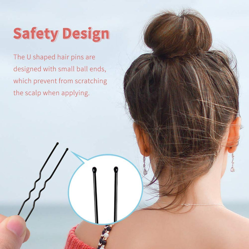 [Australia] - Black Bun Pins,MORGLES U Pins Hair Pins for Buns Bun Clips for Women with Box,80 Pcs(Black 6cm/2.4 inch) Black 