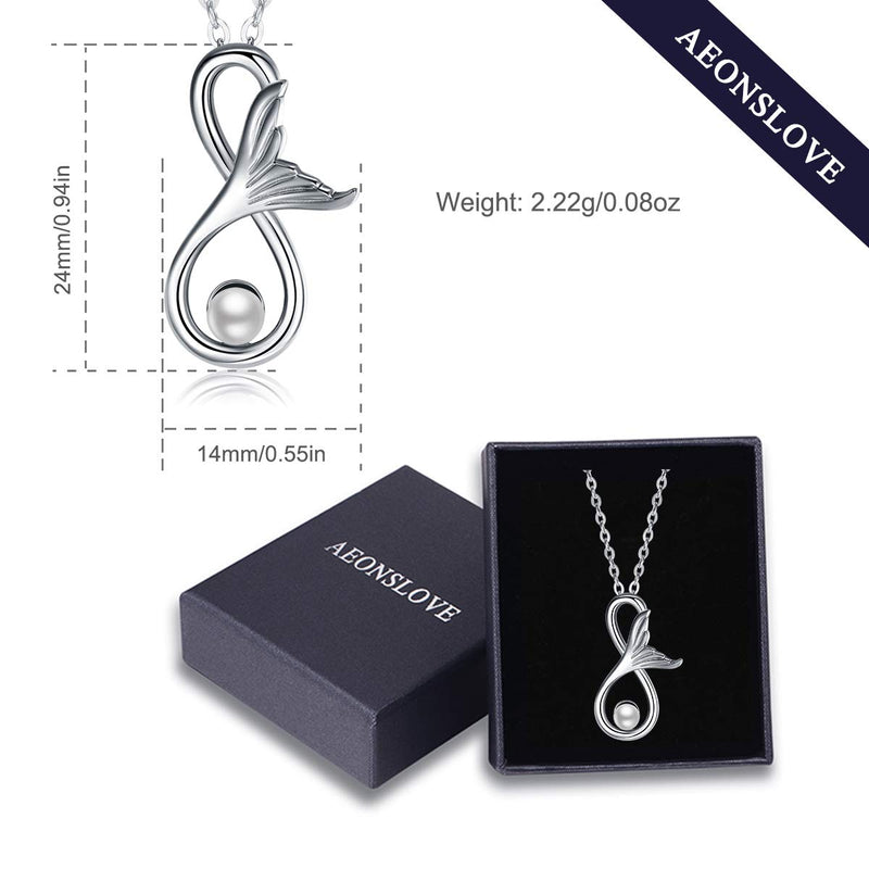 [Australia] - AEONSLOVE Infinity Mermaid Cultured Pearl Pendant Necklace for Women Sterling Silver, Couples Infinity Necklaces Personalized Valentines Day Mermaid Jewelry Gifts for Women Girls Mom Girlfriend Wife 