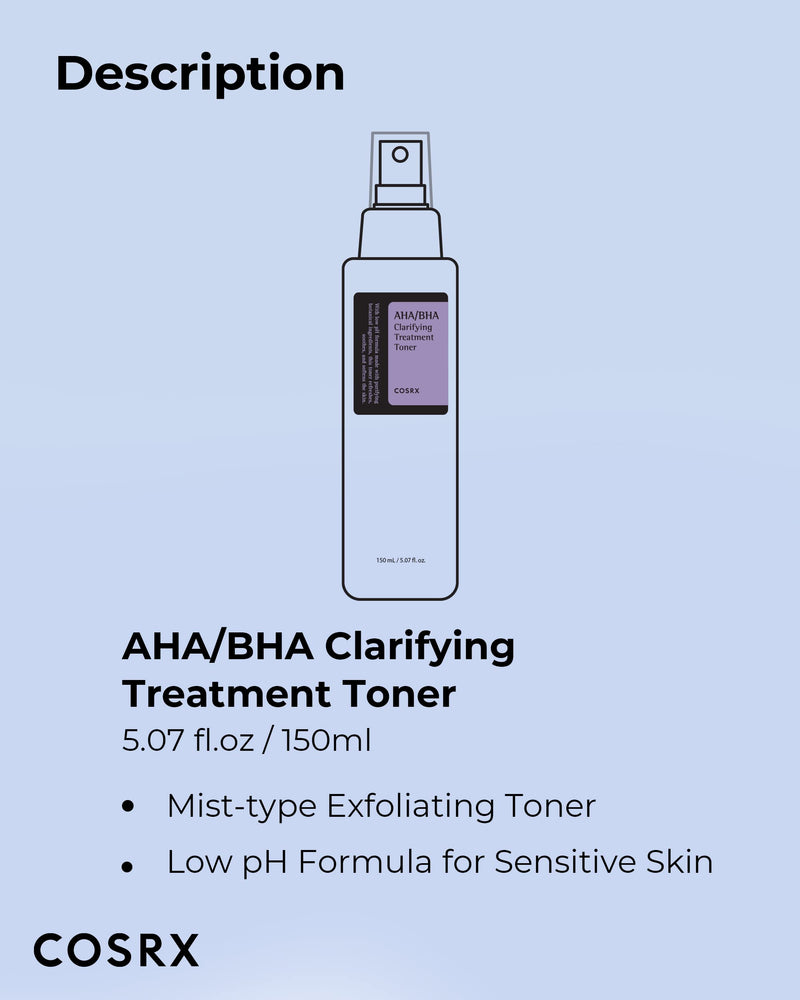 [Australia] - COSRX AHA/BHA Exfoliating Facial Treatment Toner | Essence for Whiteheads, Pores, and Uneven Skin and Face | 150ml / 5.07fl.oz | Korean Skin Care, Animal Testing Free, Paraben Free, Alcohol Free 