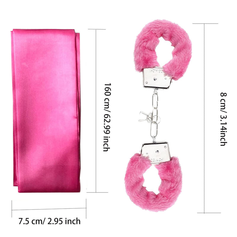 [Australia] - Fluffy Handcuffs, Metal Handcuffs with 2 Keys, Sleep Eye Mask Kids Play Toy,Cosplay Costume Props for Cosplay,Valentine's Gift Handcuffs Prop Dress Ball Party (Purple) (Stainless Steel) Stainless Steel 