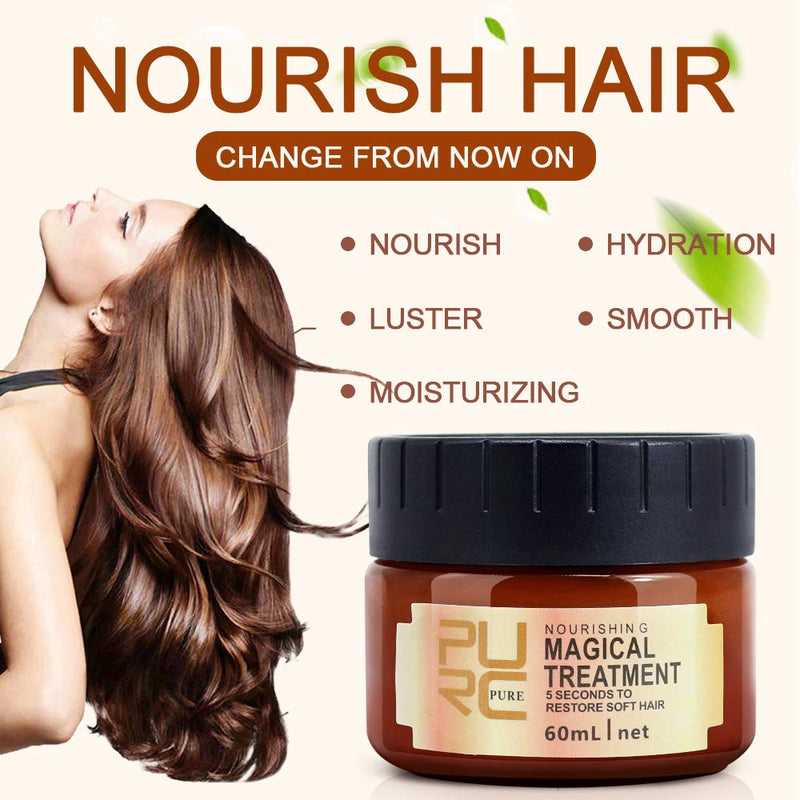 [Australia] - Magical keratin Hair Treatment Mask 5 Seconds Hair Root Repair 60ML Nourishing Soft Hair Tonic Keratin Hair Scalp Treatment, Recover Elasticity & lustrous & Soft Hair 60 ml (Pack of 1) 