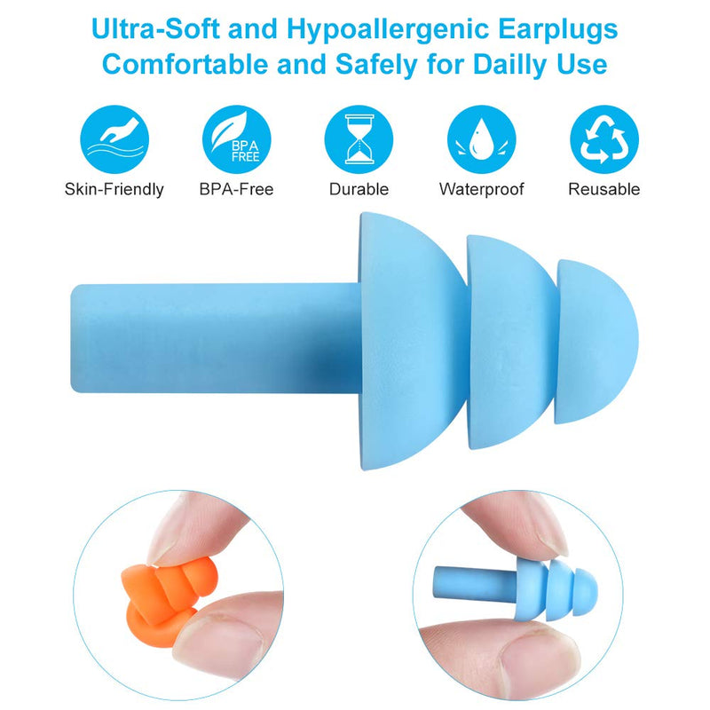 [Australia] - 5 Pairs Reusable Super Soft Silicone Earplugs, Comfortable Ear Plugs That can Quickly Eliminate Noise, Suitable for Swimming, Sleeping, Snoring, Working, Studying, Loud Noise 