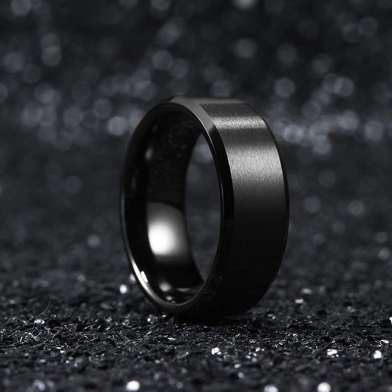 [Australia] - King Will Basic Unisex 8mm Silver/Black Tungsten Carbide Matte Polished Finish Wedding Engagement Band Ring Black 5 