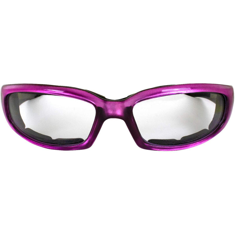 [Australia] - 2 Pairs of Birdz Eyewear Chill Women's Foam Padded Motorcycle Sunglasses Pink & Purple Frames Clear Lenses 