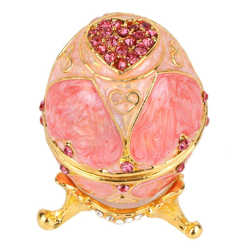 [Australia] - Egg Jewelry Box Painted Enameled Jewelry Trinket Hinged Jewelry Crystals Ring Holder Organizer Unique Home Decor Pink 