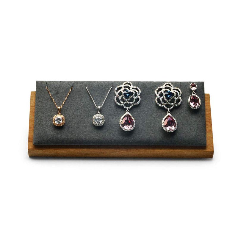 [Australia] - Oirlv Solid Wood Jewelry Display Stand Necklace Pendant Earring Showcase Organizer Triangular Plane Display(Grey Triangular Jewelry Display Stand) Grey Triangular Jewelry Display Stand 