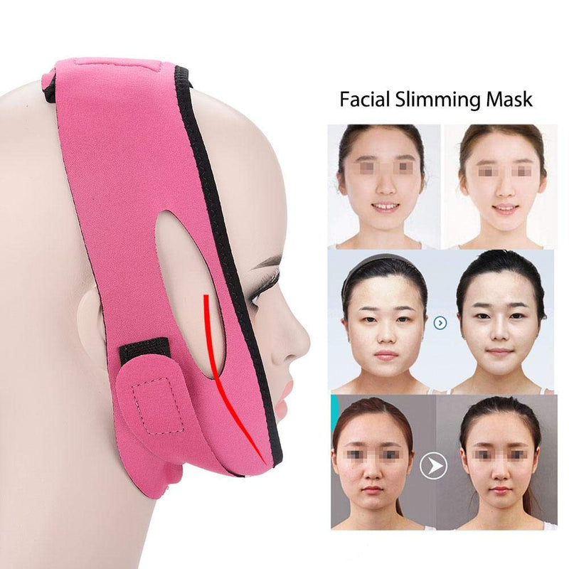 [Australia] - Facial Slimming Strap,Double Chin Reducer Slimming Bandages Facial Pain-Free Facial Chin Slimmer Belt Weight Loss Face Belts(Rose Red) Rose Red 