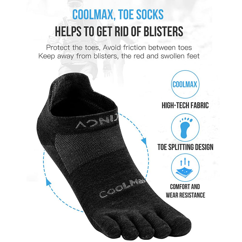 [Australia] - OrrinSports Men & Women's Five Finger Toe Socks for Running Hiking Travel(3 Packs) 02B# Low Cut/3 Pairs - Medium (5-7.5) 