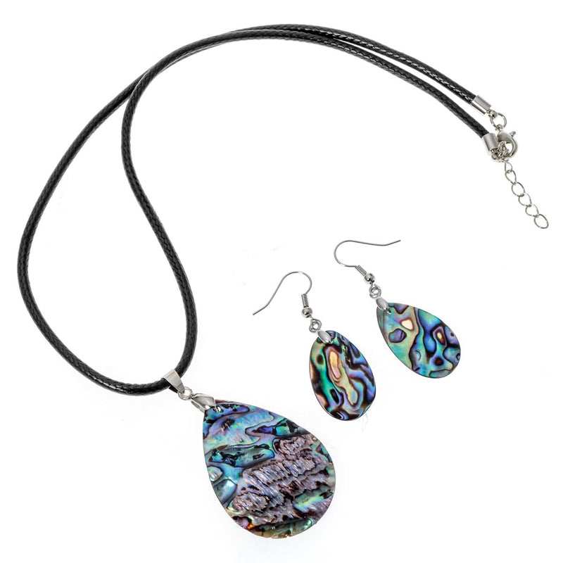 [Australia] - Angel Jewelry Women's Sea Abalone Shell Necklace Pendant Earrings 