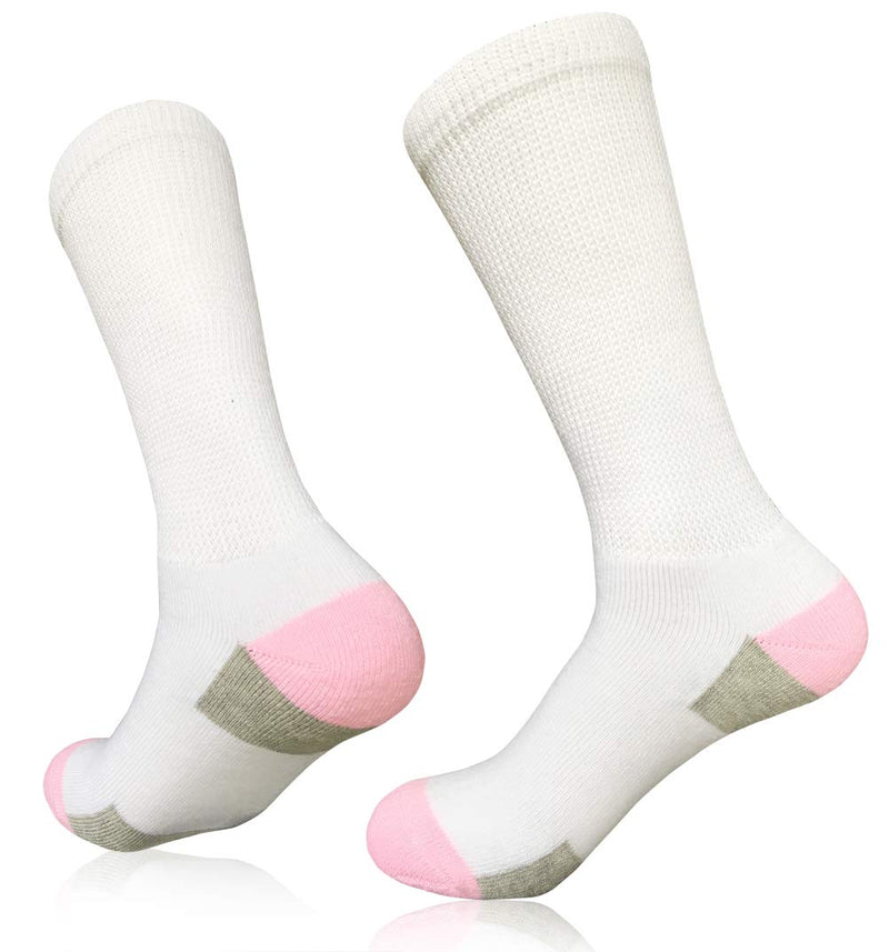 [Australia] - Women Diabetic Socks Non-Binding Wide Top Loose Fitting Medical Hospital Socks for Diabetes Edema Thick Ankle Crew Socks Casual Dress Sox 