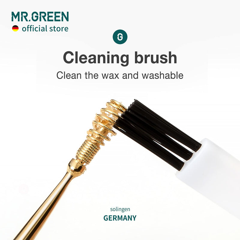 [Australia] - MR.GREEN Ear Wax Removal 360° Spiral Massage Ear Pick Ear Canal Cleaner Stainless Steel Flexible Design Ear Care Tools (Golden) Golden 