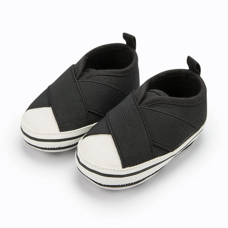 [Australia] - ohsofy Infant Baby Girls Boys Canvas Shoes Toddler Sneakers Baby Shoes Baby Walking Shoes Soft Sole High-Top Ankle First Walkers Crib Shoes 0-6 Months Infant B-black 