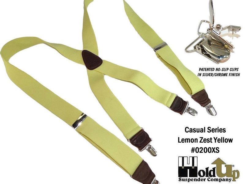 [Australia] - Hold-Ups Yellow 1 1/2" wide Hold-Up Suspenders X-Back Patented No-slip Silver Clips 