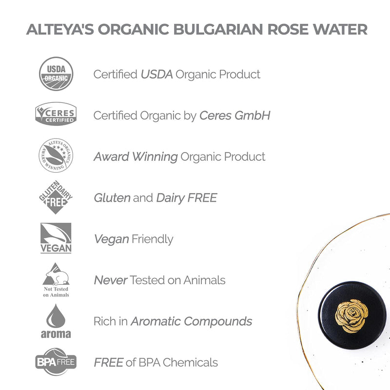 [Australia] - Alteya Organic Rose Water Spray 120ml Glass bottle- 100% USDA Certified Organic Authentic Pure Natural Rosa Damascena Flower Water Steam-Distilled and Sold Directly by the Rose Grower Alteya Organics 