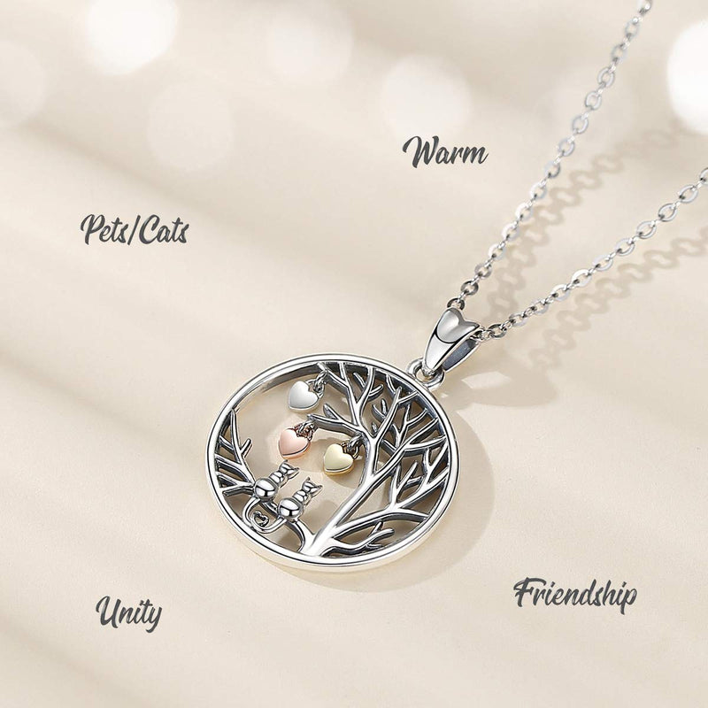 [Australia] - LOOVE Tree of Life Necklace Sterling Silver Family Tree Choker Heart Pendant Dainty Jewelry with 18 Inches Chain, Memorial Gifts for Women Girls Couples Mom WIfe Baby Child 
