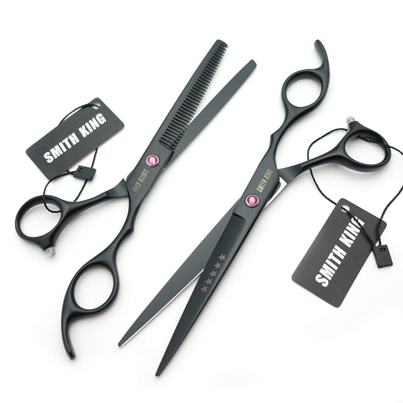 [Australia] - 7.0 Inches Professional hair cutting thinning scissors set with razor (Black) 7.0 Inch Black 