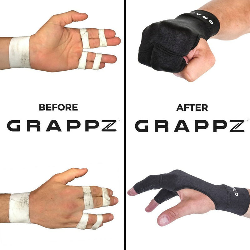 [Australia] - Grappz Flexible Splint for Fingers - Finger Tape & Sports Tape Alternative Athletic Gloves Pair, Injury Jam Protection & Grip Support for BJJ, & All Sports (Black, Unisex) Extra Large 