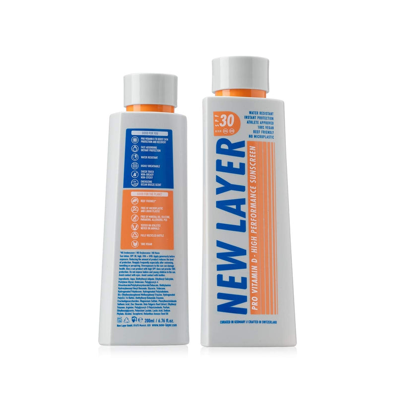 [Australia] - NEW LAYER Sunscreen | SPF 30 | Pro Vitamin D | Fast absorbing | Long lasting | Free of microplastic | Reef-friendly | Free of oxybenzone & octocrylene | Water resistant (200ml) 
