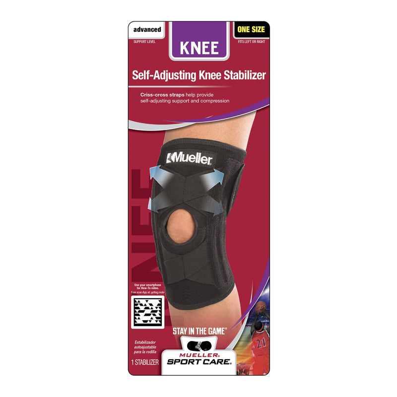 [Australia] - Mueller Sports Medicine Self-Adjusting Knee Stabilizer, For Men and Women, Black, One Size (Pack of 1) 