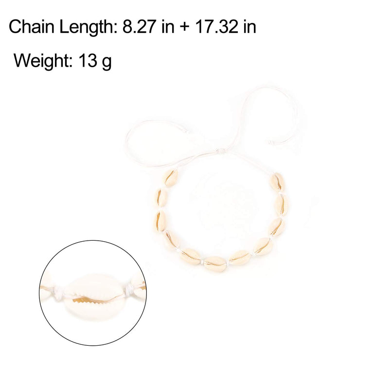 [Australia] - EGOO&YAMEE Cowrie Shell Choker Necklace and Anklet Set for Women Hawaiian Seashell Beach Necklace Statement Adjustable Shell Necklace Set WT rope Necklace 