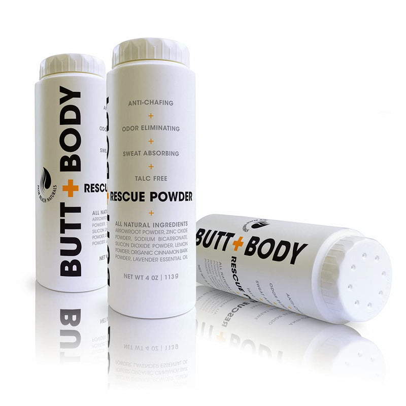 [Australia] - Butt and Body Rescue Powder - Stops Itching & Chafing, Absorbs Sweat & Eliminates Odors Naturally. Protects, Soothes & Deodorizes Irritated Skin, Talc Free. Made in USA ( 113gm- 2 Pack) 4 Ounce - 2 Pack 